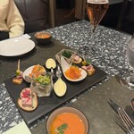 Jose Luis - ピンチョス5種盛り合わせ / 赤エビとフルーツトマトのガスパチョ