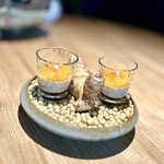 レスピラシオン - ❸舞茸（3種類の料理）
      ・舞茸のフラン〜舞茸出汁のコンソメ、菊芋と舞茸フラン、柿を添えて