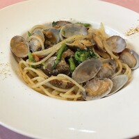 焼きナスと穴子のオイルベースのスパゲティ　カラスミ添え