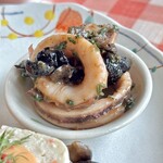 花・ふらんす食堂やまもと - 定食：オードヴル３種盛り合わせ(+\600)　イカのオリーブ・トマト煮