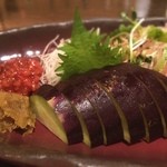 和酒bar uonoya - 泉州水茄子刺身