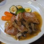 キッチン ブルー グローブ - 三元豚ヒレ肉ソテーのアップ