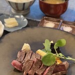 鉄板 幟 - 黒毛和牛赤身肉ミスジステーキランチ