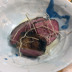 にかわ - かもねぎ　厚切りもも、薄切りロース、　地産ネギ