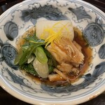 竹久 - エイヒレ餡掛け 九条ネギ 丸大根