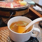 牛タンの店 赤間精肉店 - タントロ定食(3100円)　テールスープ