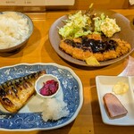 はな花 - 塩さば定食とトンカツ単品