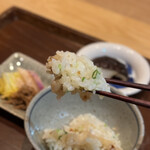 くずし 之助 - 本日のお食事　河豚のカマの土鍋ご飯