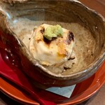 くずし 之助 - お通し　舞阪 天然虎河豚　焼き白子飯蒸し