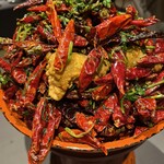 茶禅華 - 河豚唐揚げ　唐辛子炒め