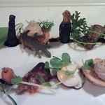 デルフィーナ - 宮崎県産地鶏の白レバームースとフォアグラのポワレ サラダ仕立て