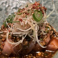 韓国料理 先斗町 李南河　 - 中トロの薬味醤油和え(素晴らしい逸品でした)