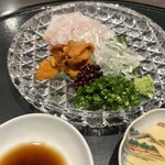 菅井 - 4番目の料理、トラフグとウニのお刺身