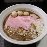 丿貫 - 平子煮干蕎麦Rich1100円＋ウズラ味玉100円