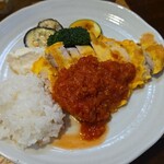 キッチン ブルー グローブ - ご飯を乗せて