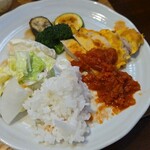 キッチン ブルー グローブ - ご飯、サラダを追加して