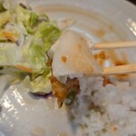 キッチン ブルー グローブ - 最後はお新香乗せて