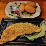 居酒屋み - いもチーズもち　250円＋ネギとおかかの玉子焼　300円