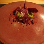 銀座 大石 - メジマグロ藁焼き赤系食材と黒ニンニク