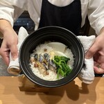 中華 大しげ - 今回のカバーは「蕪と鰆とXO醬の中華風炊き込みご飯」