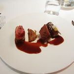 レ セゾン - 鴨肉のロティ バニュルスソース　オレンジ風味のフヌイユとラードを加えたパテ