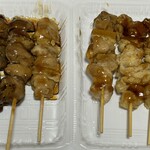 美唄焼鳥・惣菜 炎 - 鶏レバー串160円　もも葱串 300円　ひな皮串 150円