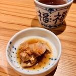 しんのすけ - あん肝煮(サービス)、お茶