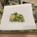 天白 - 白魚の紫蘇巻き天麩羅