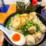 麺紡 - 鶏つくね とり天追加 うおとりとんぶっかけ