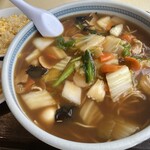 天津菜館 - 五目あんかけ麺ですな！もうちょいとろみかなーーー！