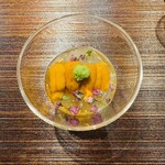 285809717 - のれそれ(穴子の稚魚)のウニのせ