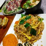 くぼや - お味噌汁にも出汁の中身まるごと使用✨セリと相まってほっこり( *´艸)
