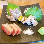 魚○亜紗 - 炙り三点盛り。