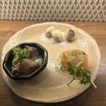 焼き鳥 のあみ - 銀杏・鶏ハムカプレーゼ・砂肝皮