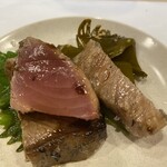 うを徳 - 能登産 鰤藁炙り ＆ メカブ