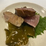 うを徳 - 能登産 鰤藁炙り ＆ メカブ
