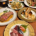 炎の香 - 夜　目の前で握ってくれる寿司と刺身