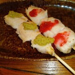 彩 - 塩 ササミ梅串、ササミわさび串