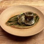 緒方 - 鮑と堀川牛蒡　天ぷら