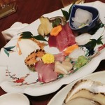 酒仙房　金生 - ＜2014年6月＞女子会～(^○^)。お刺身盛り合わせ、2人前。７種類あります！食べ応え有り！豪華です♪ちょっと食べてます。値段不明！(笑)