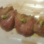 鳥すけ - ハツ☆わさびが乗っています。ｼｺｼｺした歯応え。(2014.6)