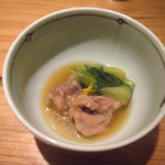 蕎麦 案山子 - 鶏とチンゲイ菜のくず煮