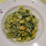 リストランテ ヴォナ フォルトゥーナ - ＜2014年6月＞自家栽培のズッキーニと自家製ジェノベーゼソース香るスパゲティ