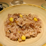 神保町 傳 - 26年6月　宮崎牛と玉蜀黍御飯　取り分けて