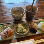 十割蕎麦 江 - 前菜・蕎麦粥　　菜の花の酢味噌かけ(今年初)