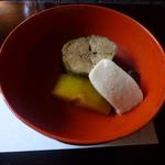 ぬなわや - 炊合せ（茄子のピリ辛煮浸し、じゅんさい入り生麩、南京、ほうれん草）