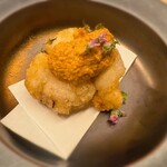 鮨 たつ也 よしかわ - アンコウの唐揚げ+あん肝