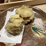 博多割烹流れ鮨 海進丸 - 突き出しで熊本産甘太くん塩バター天