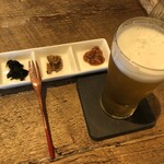 麹町いづみや しろ - あがりビール ・珍味 三品盛