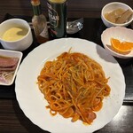 山桜 桃の湯 - ナポリタンのセット！何故？煮物も？笑